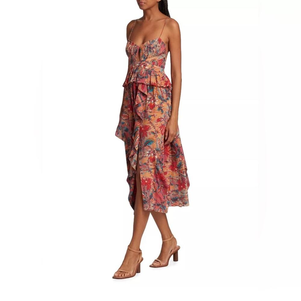 ULLA JOHNSON Renata Paisley ruffle midi dress - Picture 6 of 12
